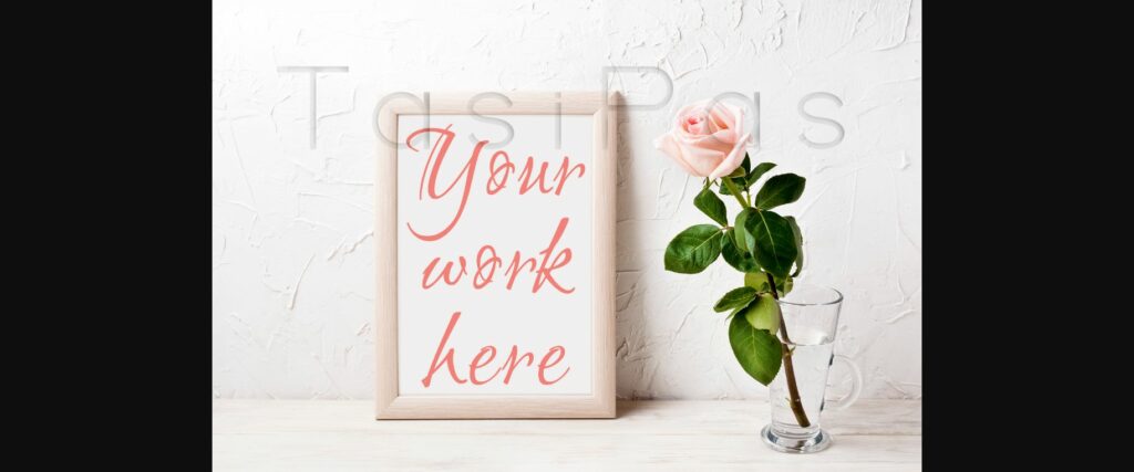 Wooden Frame Mockup with Pink Rose Poster 4