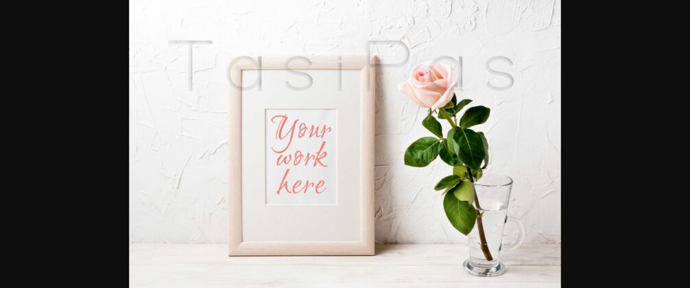 Wooden Frame Mockup with Pink Rose Poster 1