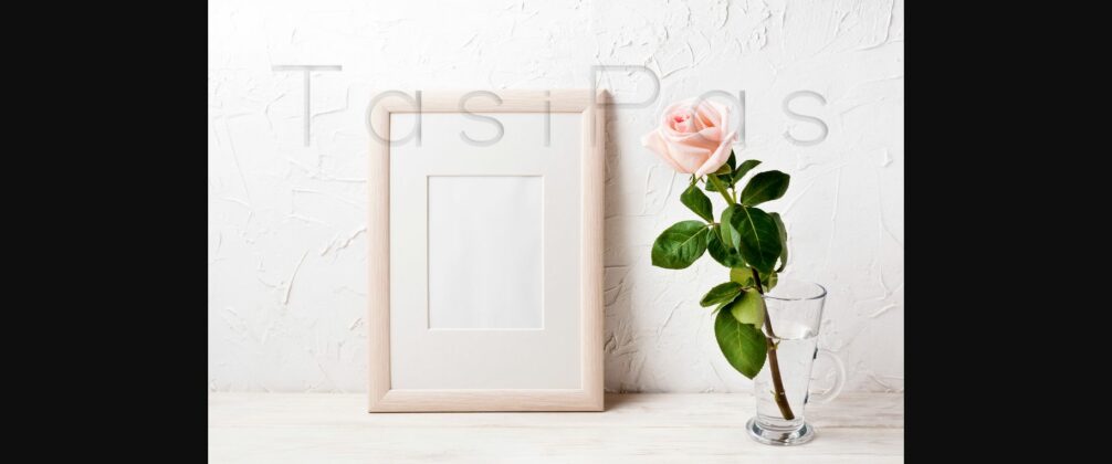 Wooden Frame Mockup with Pink Rose Poster 5