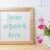 Wooden Square Frame Mockup with Pink Tulip in Mint Pitcher Vase