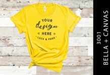 Yellow Bella Canvas 3001 Mockup T Shirt Poster 1