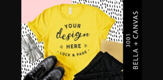 Yellow Bella Canvas 3001 T Shirt Mockup Poster 1