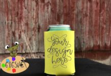 Yellow Can Cooler Mockup Poster 1