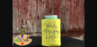 Yellow Can Cooler Mockup Poster 1