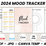 2024 Mood Tracker Canva Template