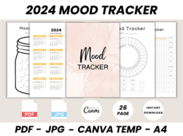 2024 Mood Tracker Canva Template