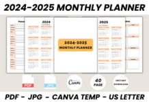 2024-2025 Monthly Planner Canva Template