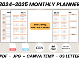 2024-2025 Monthly Planner Canva Template