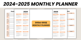 2024-2025 Monthly Planner Canva Template