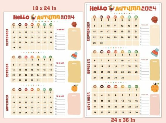 Autumn Season Calendar 2024 3 Month