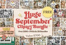 September Clipart Huge Bundle featuring 2100 high-resolution PNG files with transparent backgrounds.