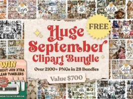 September Clipart Huge Bundle featuring 2100 high-resolution PNG files with transparent backgrounds.